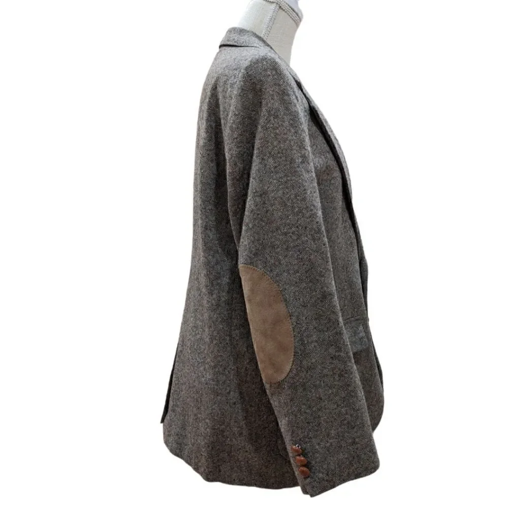 Charles Klein Wool Brown Two Button Blazer Chestnut Button Patch Elbows Size 40S